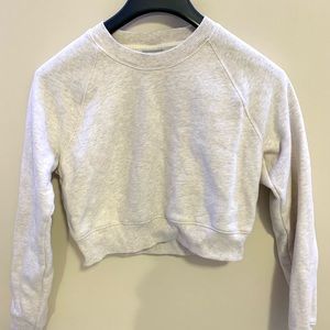 TNA Cozy Fleece Perfect Crew Sweatshirt Heather Light Oatmeal Classic Size S